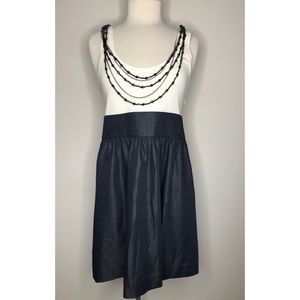 NWT EXPRESS KNIT DENIM BEADED NECKLACE TRIM DRESS